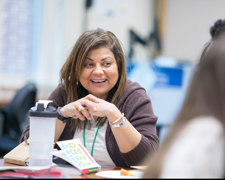 female student in a class
