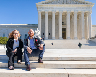 students in front Supreme Court