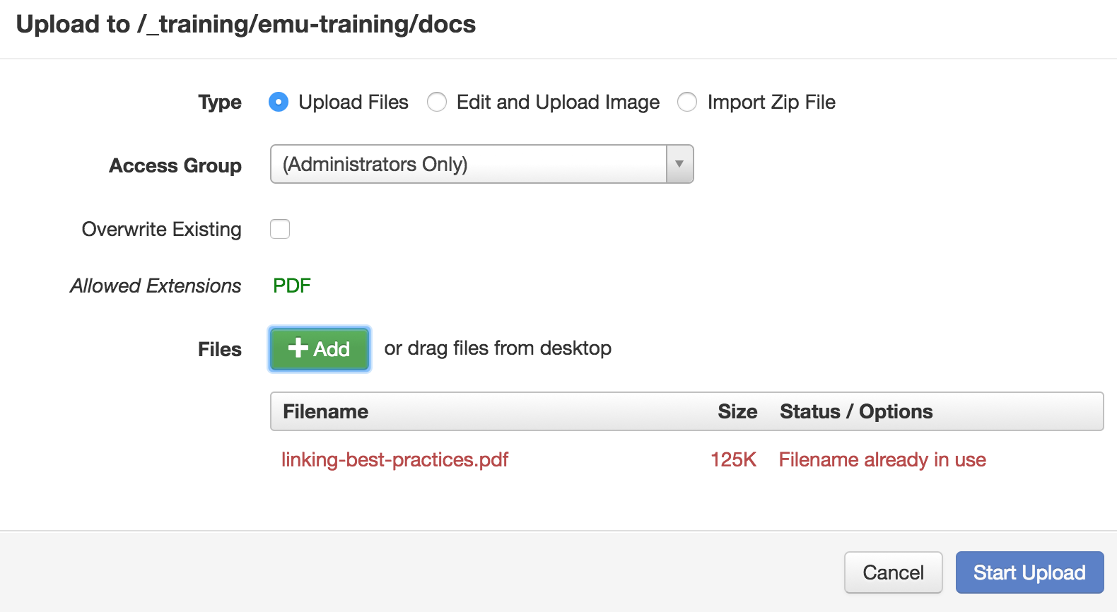 Overwrite is necessary