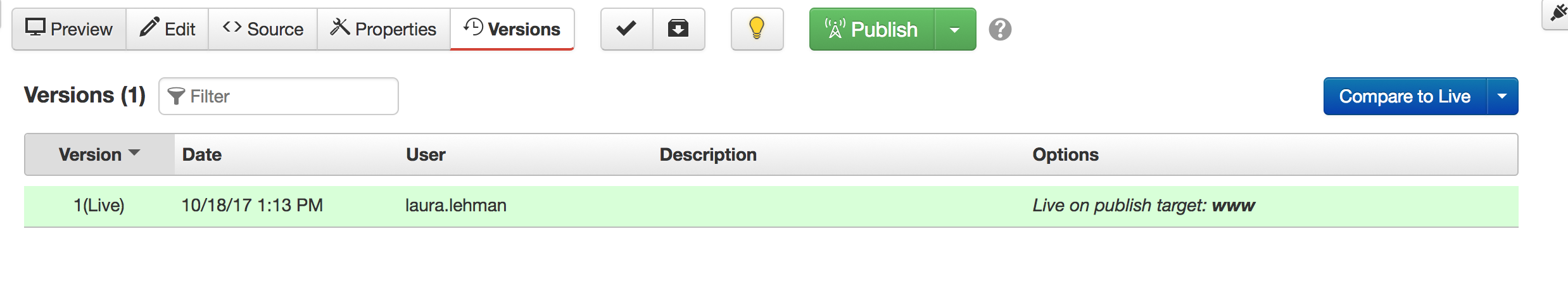 version descriptions