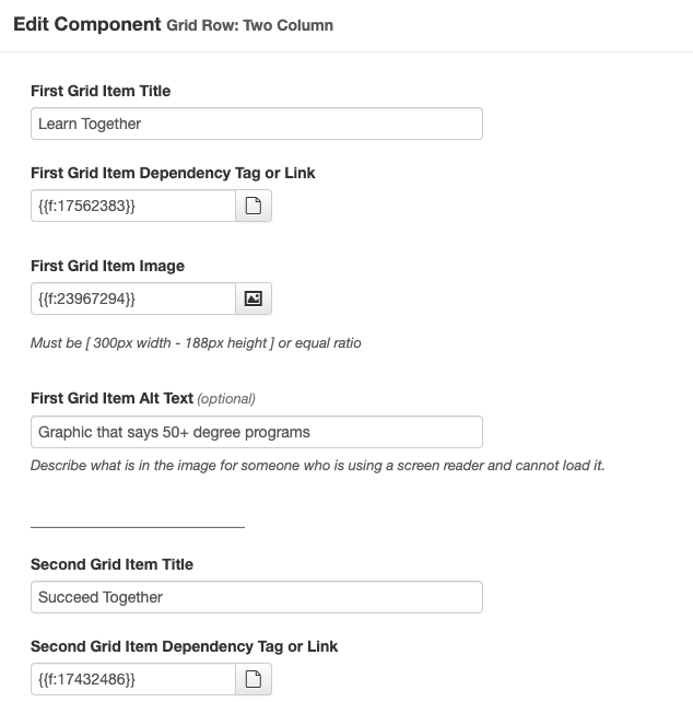 Component edit form