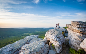 students hiking in the mountains