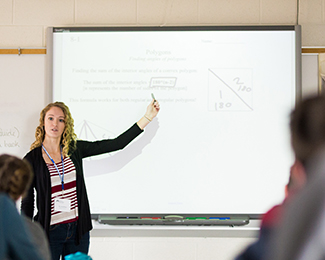 student teacher in a classroom