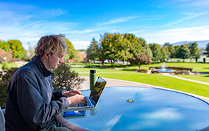 Student on a computer