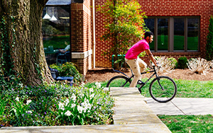 student on a bicycle