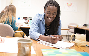 student in classroom