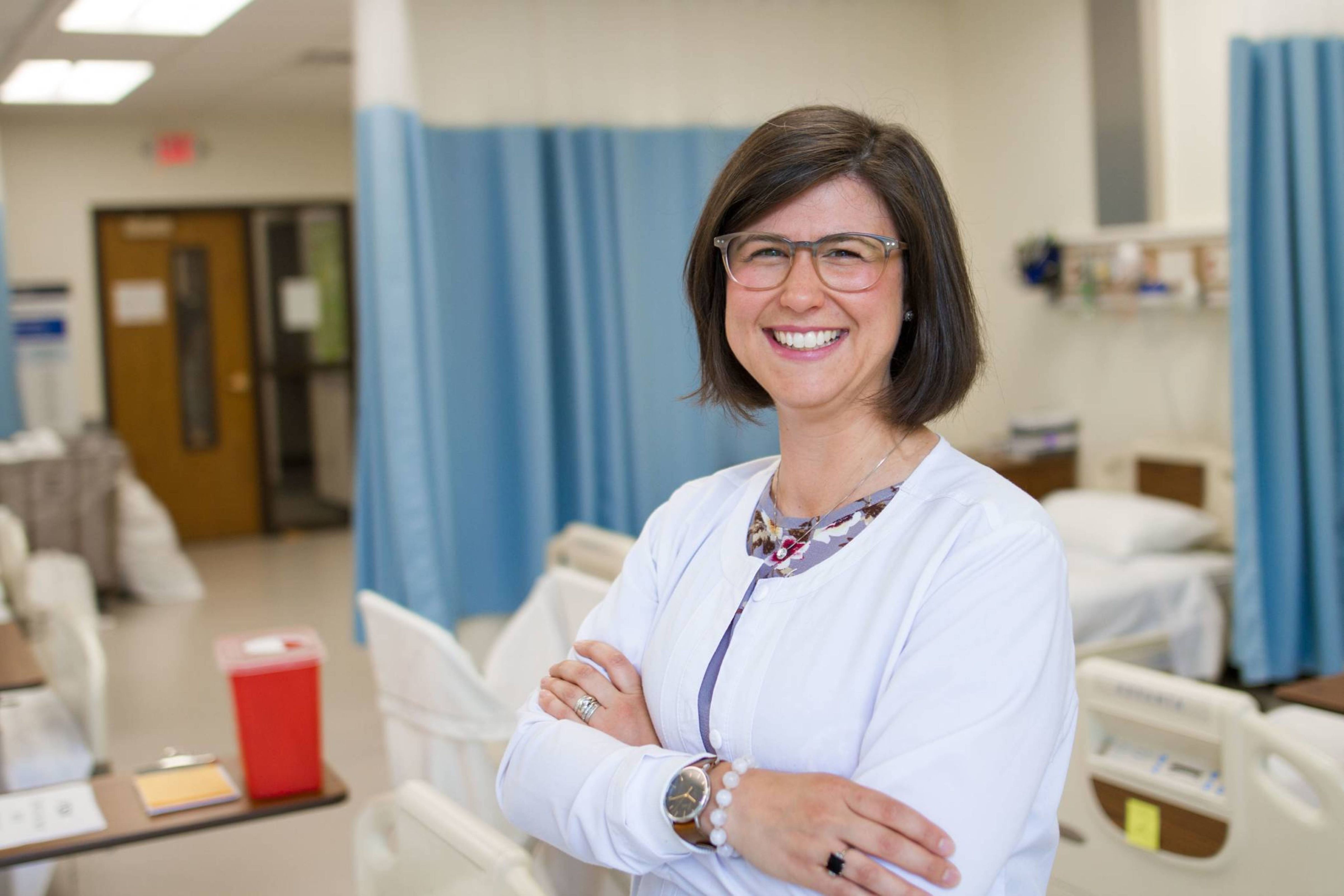 DNP student in practice lab space