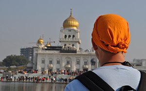 Student in front of the Taj Mahal