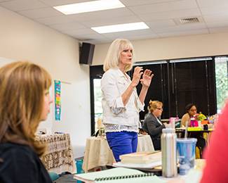 Professor in front of a classroom