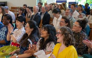 audience smiling, laughing