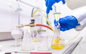 using chemicals in a chemistry lab