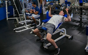 Student working out in the gym