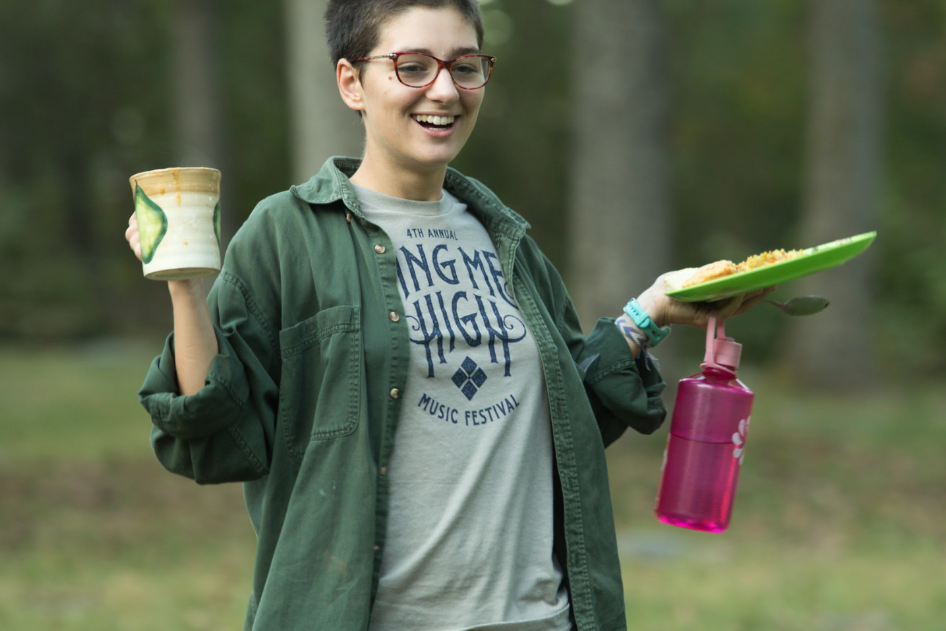 Student in Park Woods with good food and vibes