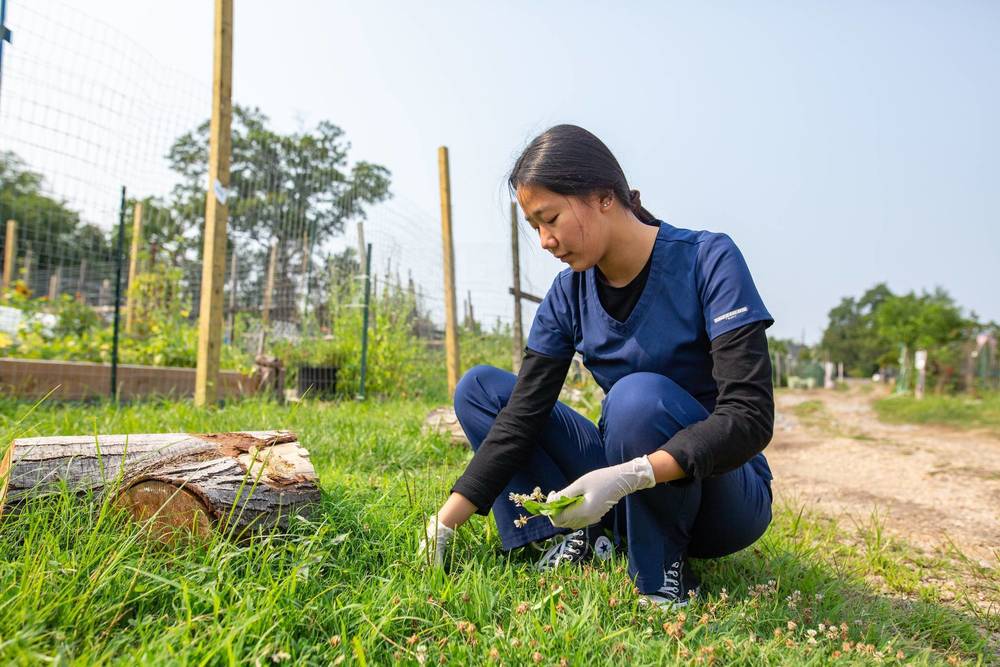 student at an internship